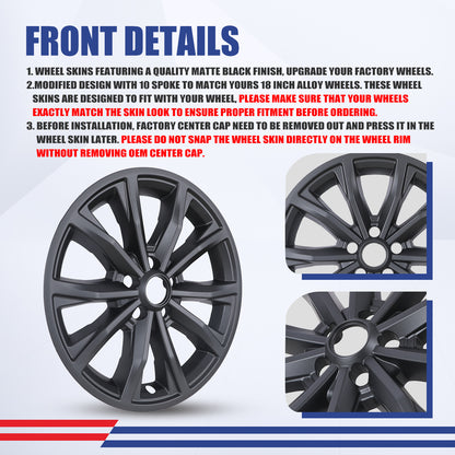 WINJET 18' Hubcaps Wheel Rims Cover for 2023-2025 HONDA CR-V EX / EX-L model - Matte Black