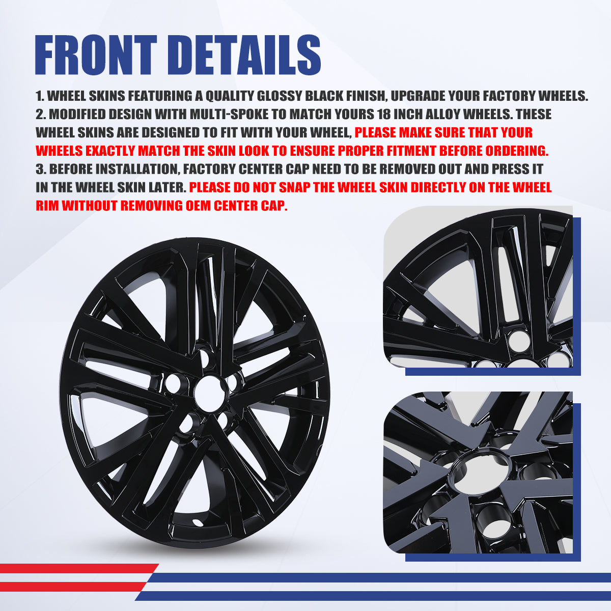 WINJET 18' Alloy Wheel Skin for 2025-2026 Toyota Camry Hybrid SE/ XLE model - Black Lacquer