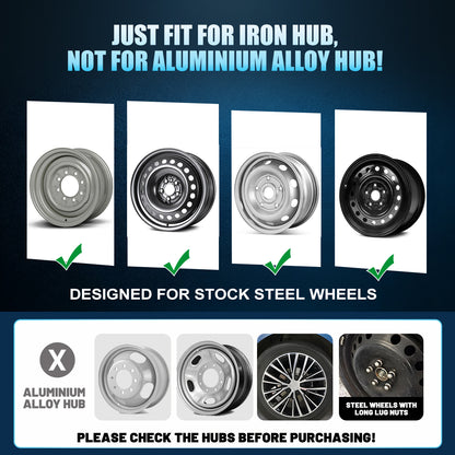 WINJET 15" Universal Wheel Covers Hubcaps - Black-Turbo Spoke
