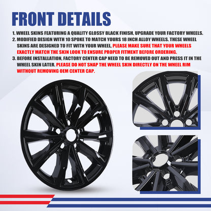 WINJET 18' Hubcaps Wheel Rims Cover for 2023-2025 HONDA CR-V EX / EX-L model - Black Lacquer