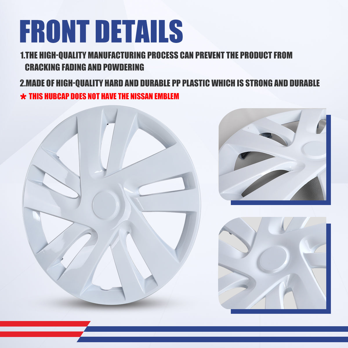 WINJET 15' Hubcaps Wheel Rims Cover for 2013-2021 NISSAN NV200 - White