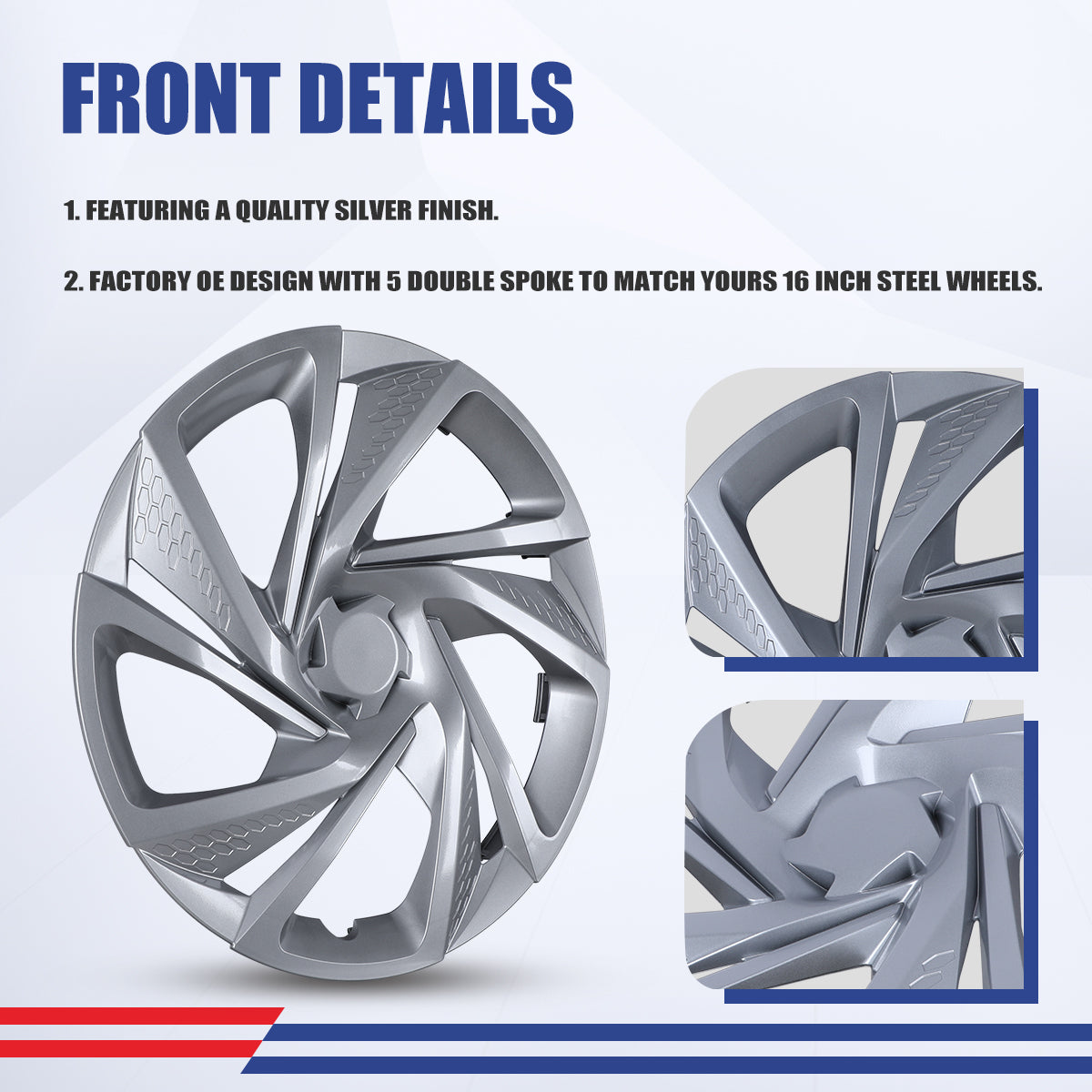 WINJET 16' Hubcaps Wheel Rims Cover for 2017-2023 Subaru Impreza Sedan/Wagon - Lacquer