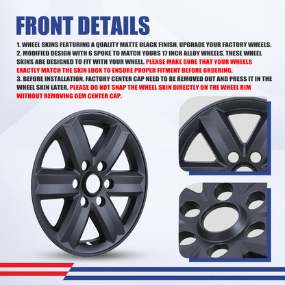 WINJET 17' Alloy Wheel Skin for 2021-2025 Ford F-150 XL XLT model - Matte Black