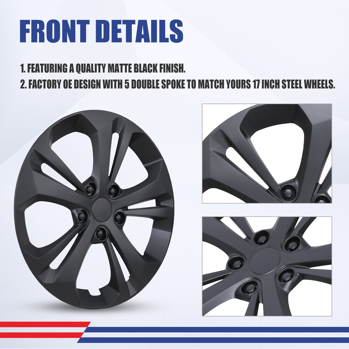 WINJET 17' Hubcaps Wheel Rims Cover for 2024-2026 Chevy Trax - Matte Black