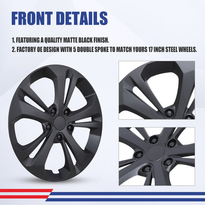 WINJET 17' Hubcaps Wheel Rims Cover for 2024-2026 Chevy Trax - Matte Black