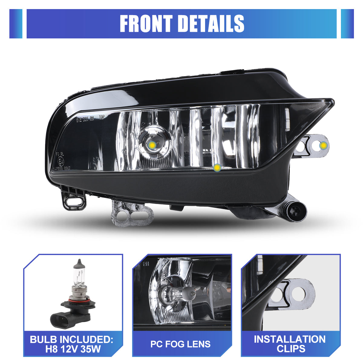 For 2015-2016 AUDI A3 sedan Replacement Fog Light - Clear