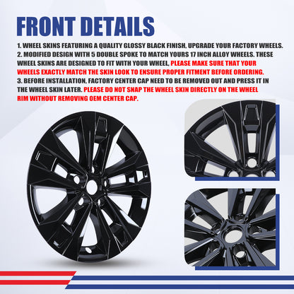 WINJET 17' Alloy Wheel Skin for 2025-2026 Chevrolet Equinox LT model - Black Lacquer