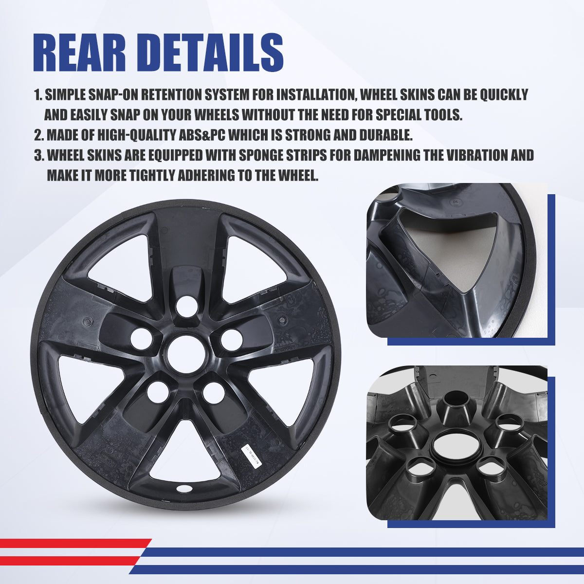 WINJET 17' Hubcaps Wheel Rims Cover for 2013-2018 DODGE RAM 1500/ 2019-2023 DODGE RAM 1500 CLASSIC - Matte Black