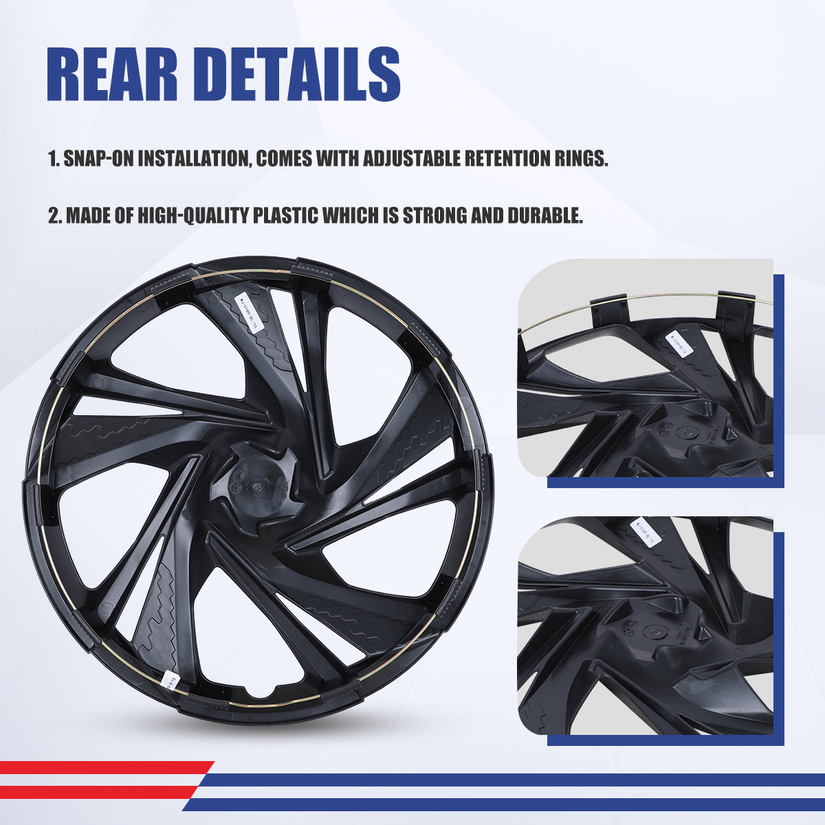 WINJET 16' Hubcaps Wheel Rims Cover for 2017-2023 Subaru Impreza Sedan/Wagon - Black Lacquer
