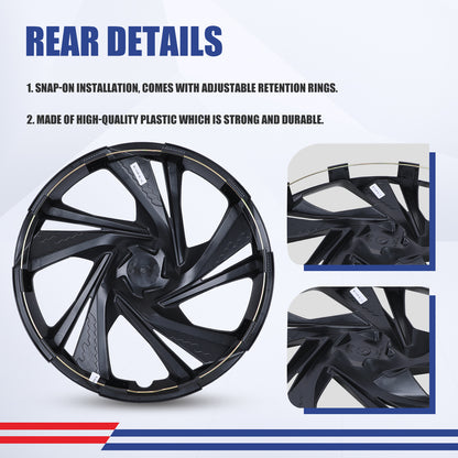 WINJET 16' Hubcaps Wheel Rims Cover for 2017-2023 Subaru Impreza Sedan/Wagon - Black Lacquer