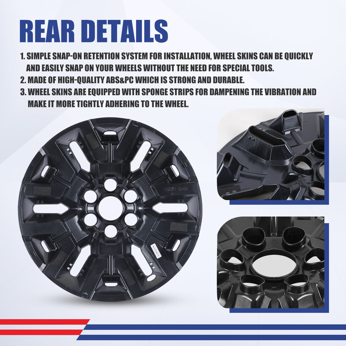 WINJET 17' Hubcaps Wheel Rims Cover for 2022-2024 NISSAN FRONTIER SV/2022-2026 NISSAN FRONTIER SL - Black Lacquer