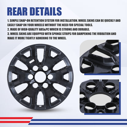 WINJET 17' Alloy Wheel Skin for 2024-2026 Toyota Tacoma - Black Lacquer