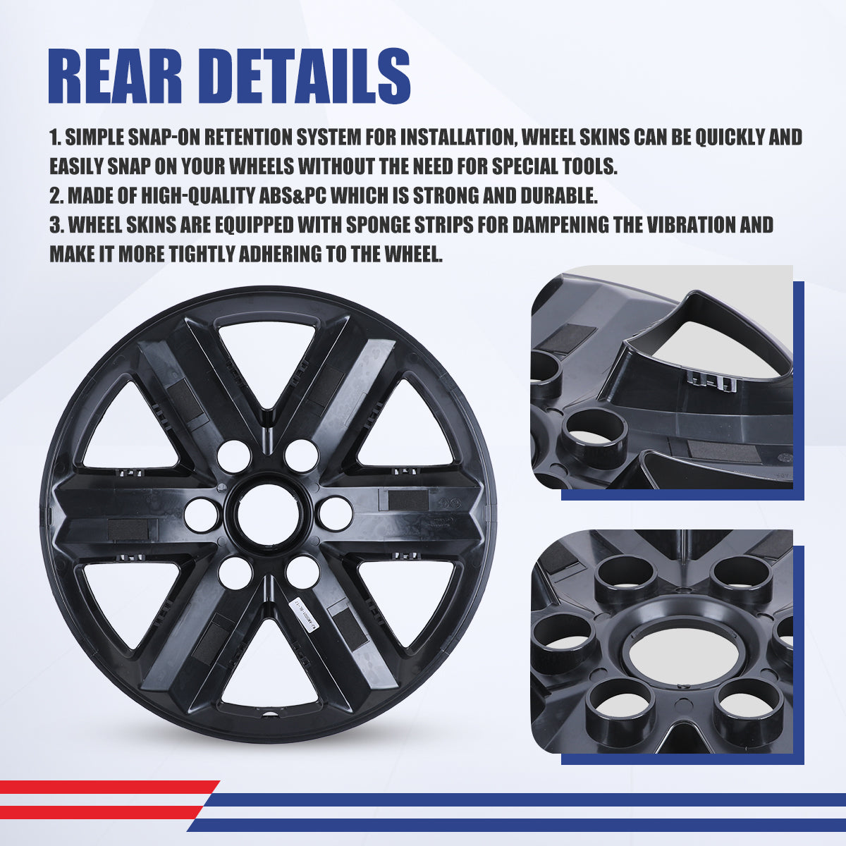WINJET 17' Alloy Wheel Skin for 2021-2025 Ford F-150 XL XLT model - Black Lacquer