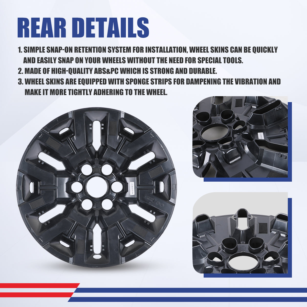 WINJET 17' Hubcaps Wheel Rims Cover for 2022-2024 NISSAN FRONTIER SV/2022-2026 NISSAN FRONTIER SL - Matte Black