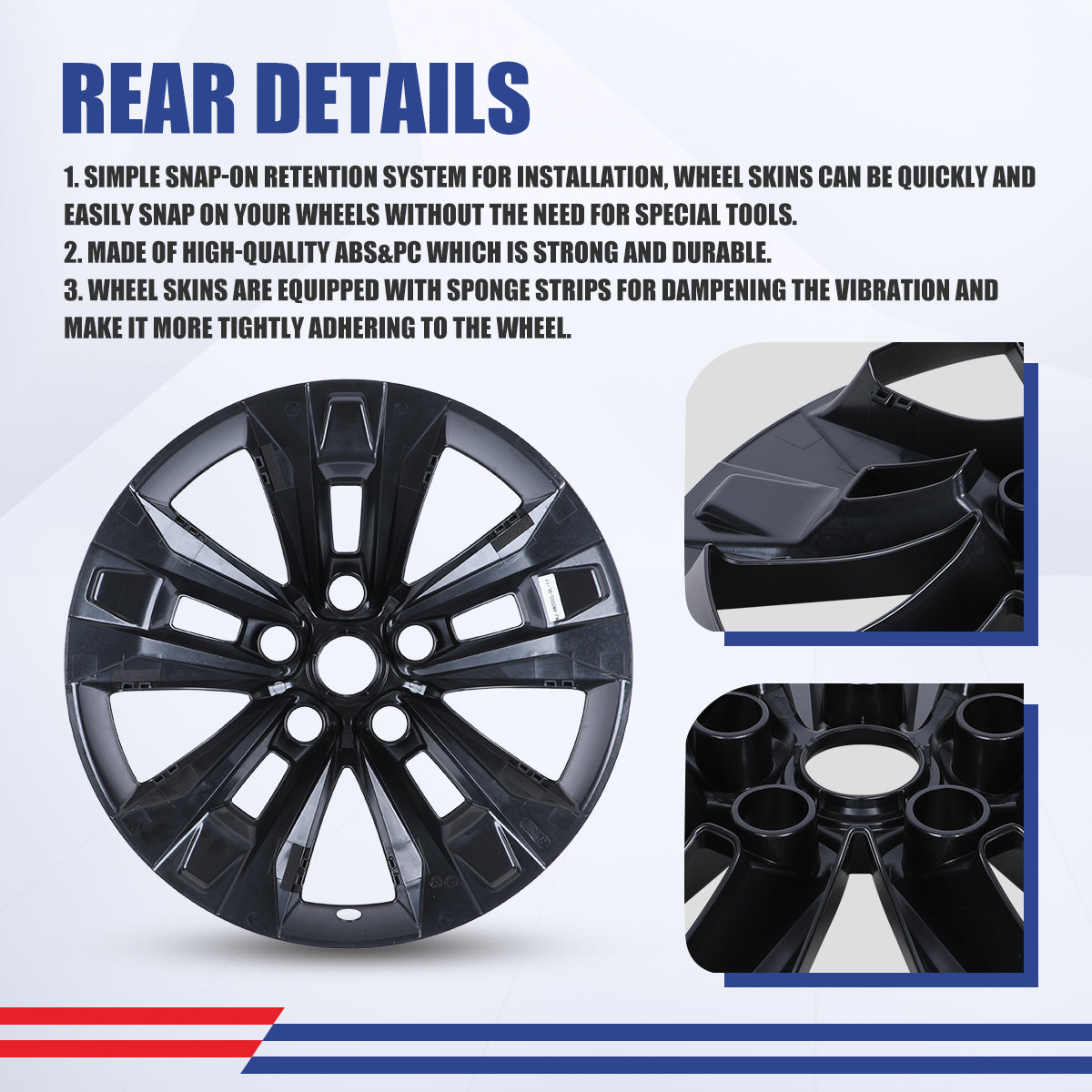 WINJET 17' Alloy Wheel Skin for 2025-2026 Chevrolet Equinox LT model - Black Lacquer