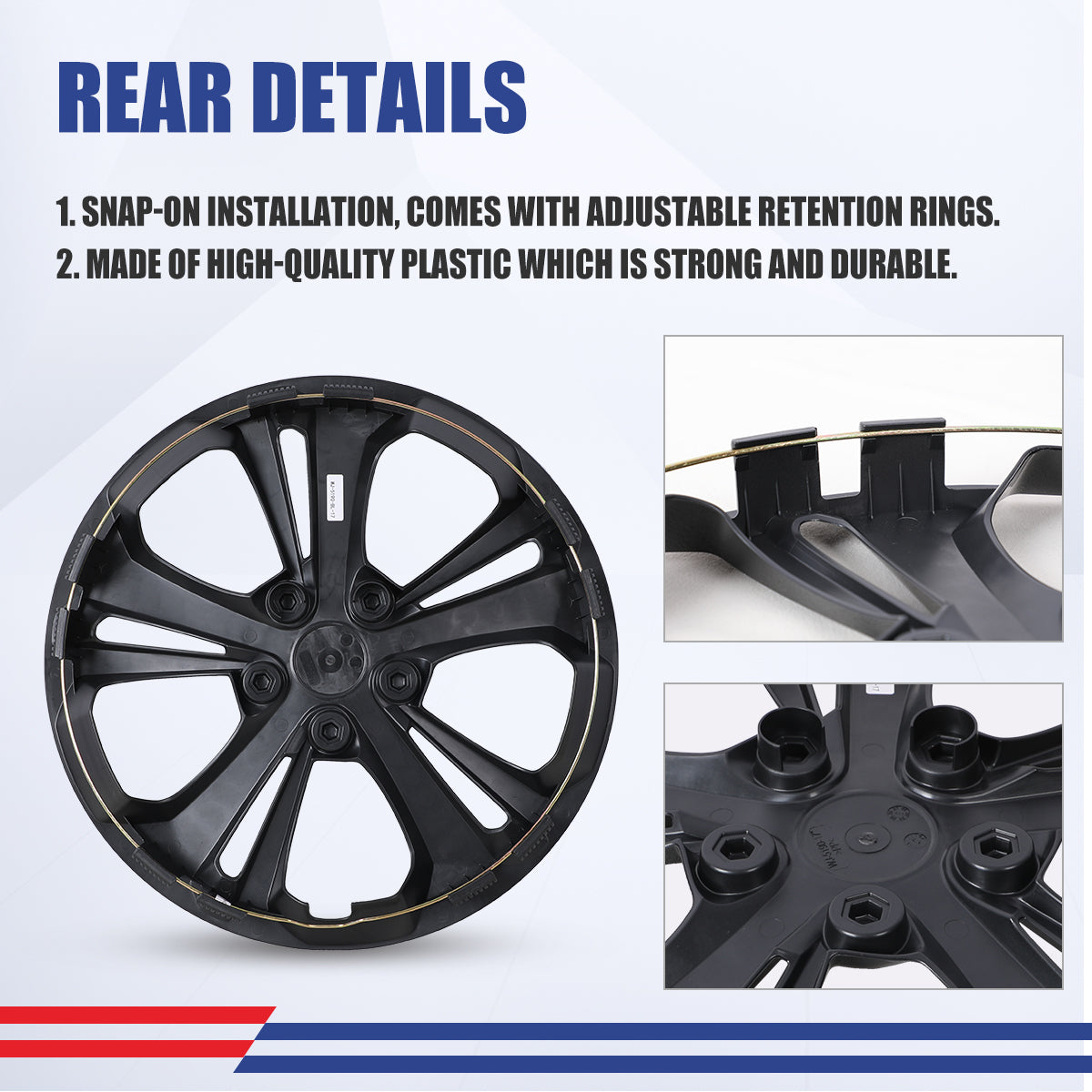WINJET 17' Hubcaps Wheel Rims Cover for 2024-2026 Chevy Trax - Black Lacquer