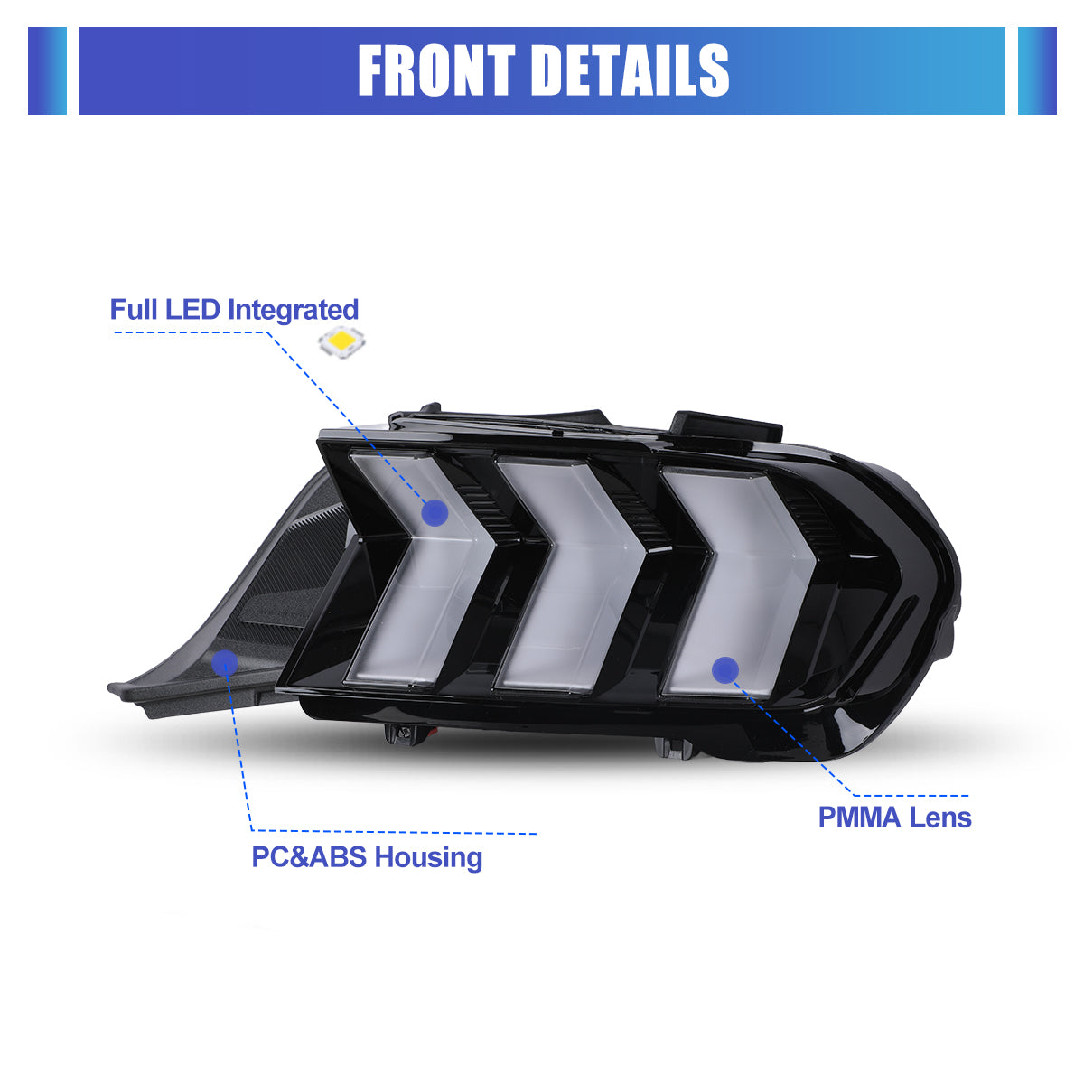 For 2024-2026 Ford Mustang Coupe & Convertible Red LED Sequential Taillight - Glossy Black / Clear