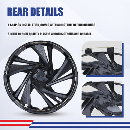 WINJET 16' Hubcaps Wheel Rims Cover for 2017-2023 Subaru Impreza Sedan/Wagon - Matte Black