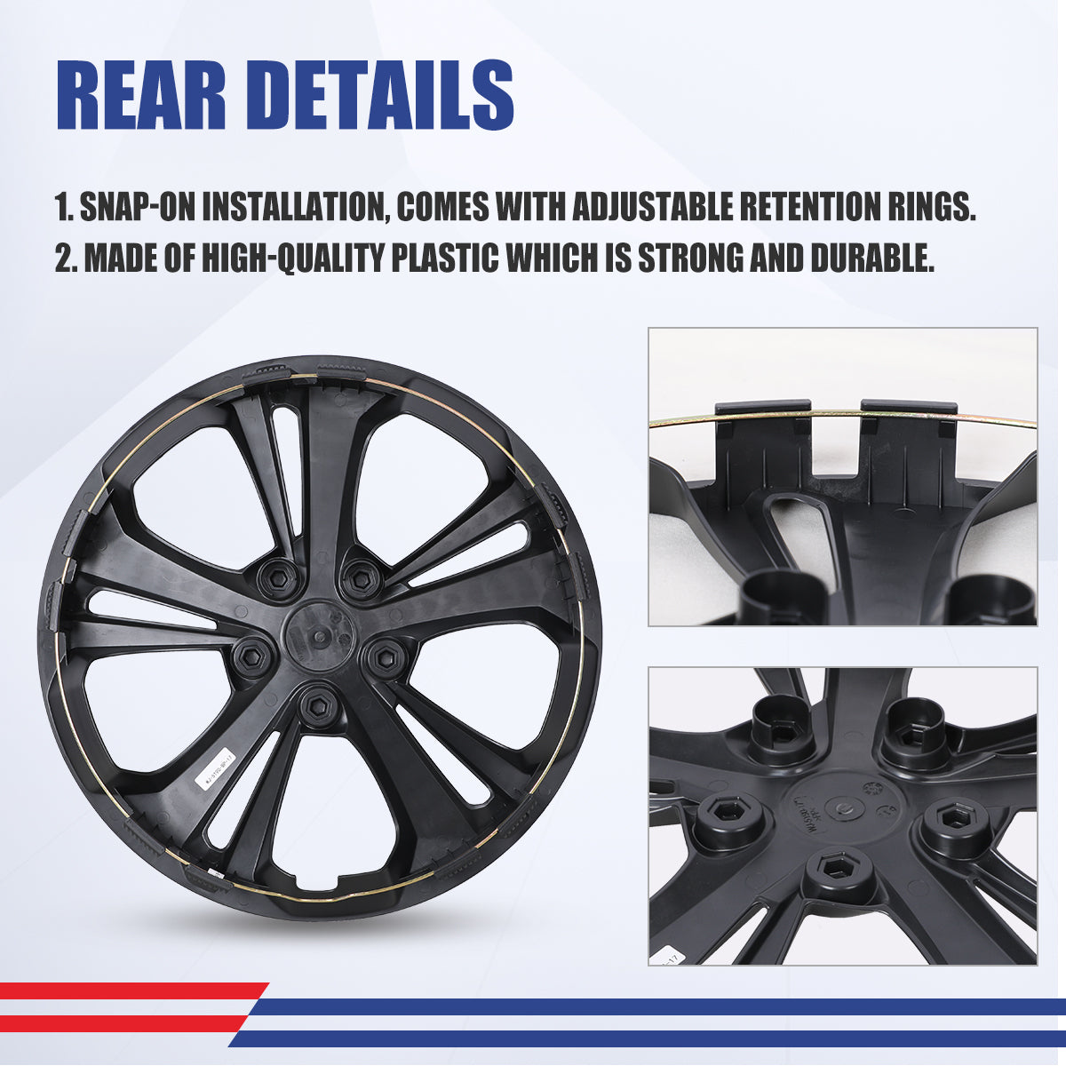 WINJET 17' Hubcaps Wheel Rims Cover for 2024-2026 Chevy Trax - Matte Black