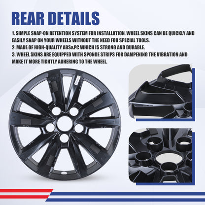 WINJET 16' Alloy Wheel Skin for 2025-2026 Toyota Camry Hybrid LE model - Matte Black
