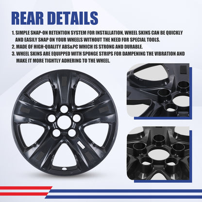 WINJET 17' Hubcaps Wheel Rims Cover for 2019-2026 TOYOTA RAV4 XLE, HYBRID XLE,LE - Black Lacquer
