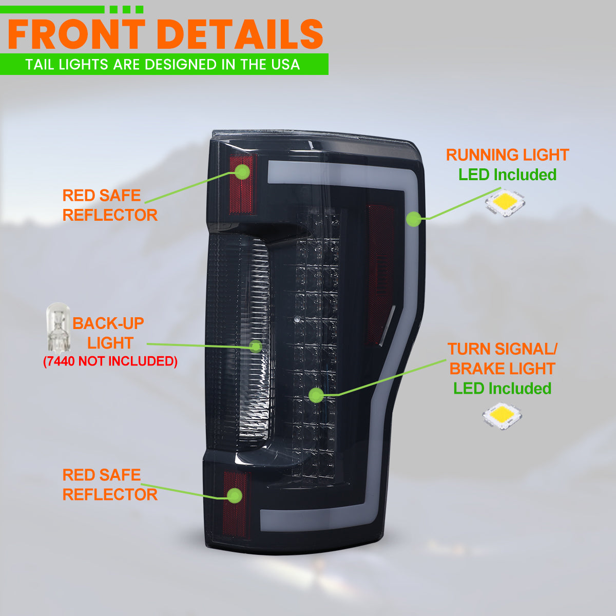 For 2017-2019 Ford F-250 / F-350 / F-450 Super Duty Halogen Type Upgrade LED Sequential Tail light - Black/Smoke