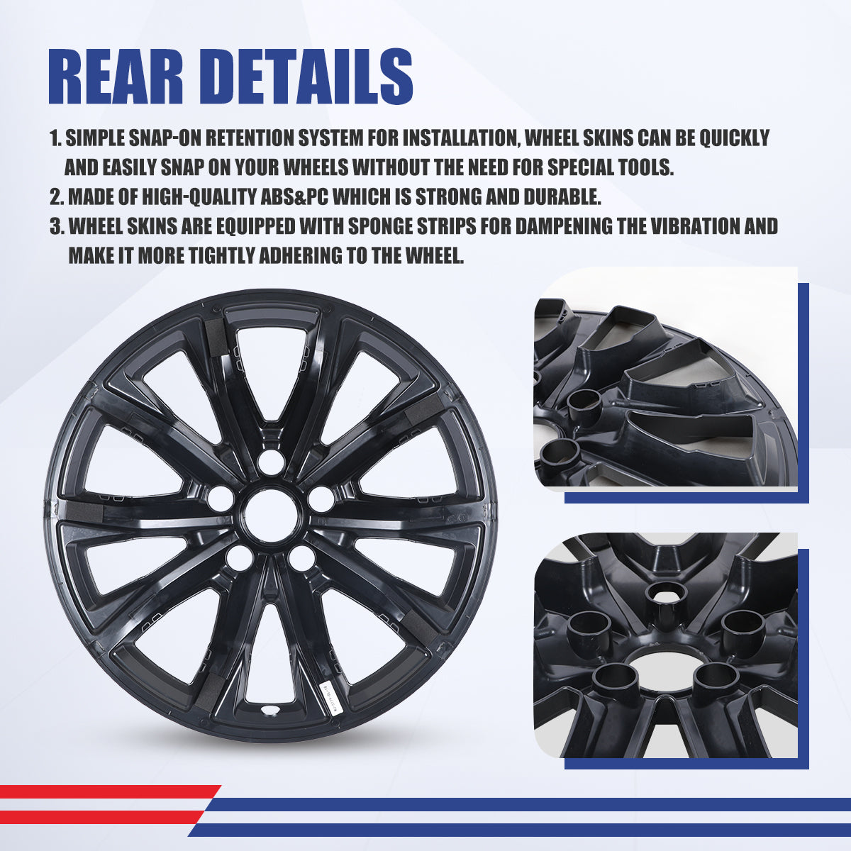 WINJET 18' Hubcaps Wheel Rims Cover for 2023-2025 HONDA CR-V EX / EX-L model - Black Lacquer