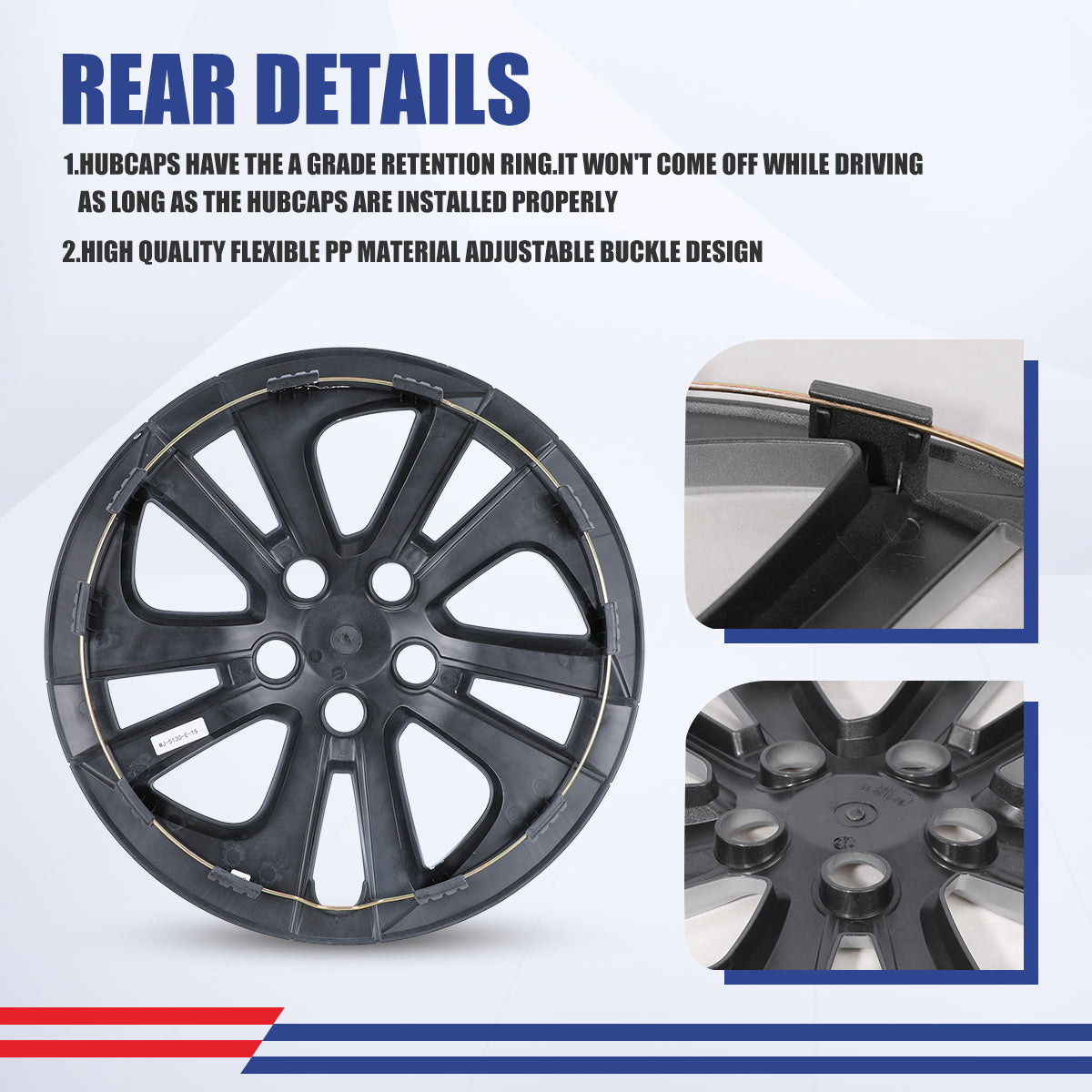 WINJET 15' Hubcaps for 2016-2024 PRIUS & COROLLA HYBRID - Black