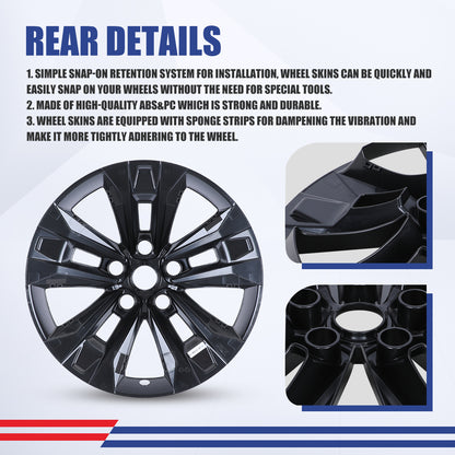 WINJET 17' Alloy Wheel Skin for 2025-2026 Chevrolet Equinox LT model - Matte Black