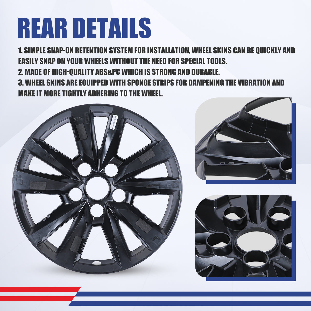 WINJET 16' Alloy Wheel Skin for 2025-2026 Toyota Camry Hybrid LE model - Black Lacquer