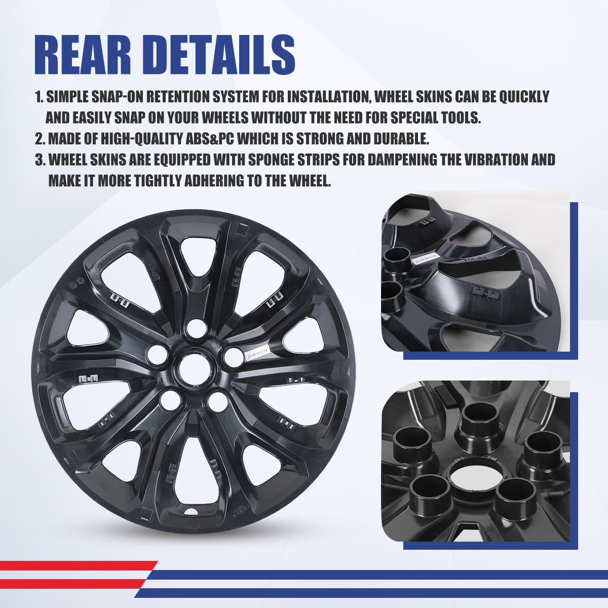 WINJET 17' Hubcaps Wheel Rims Cover for 2018-2021 CHEVROLET EQUINOX - Matte Black