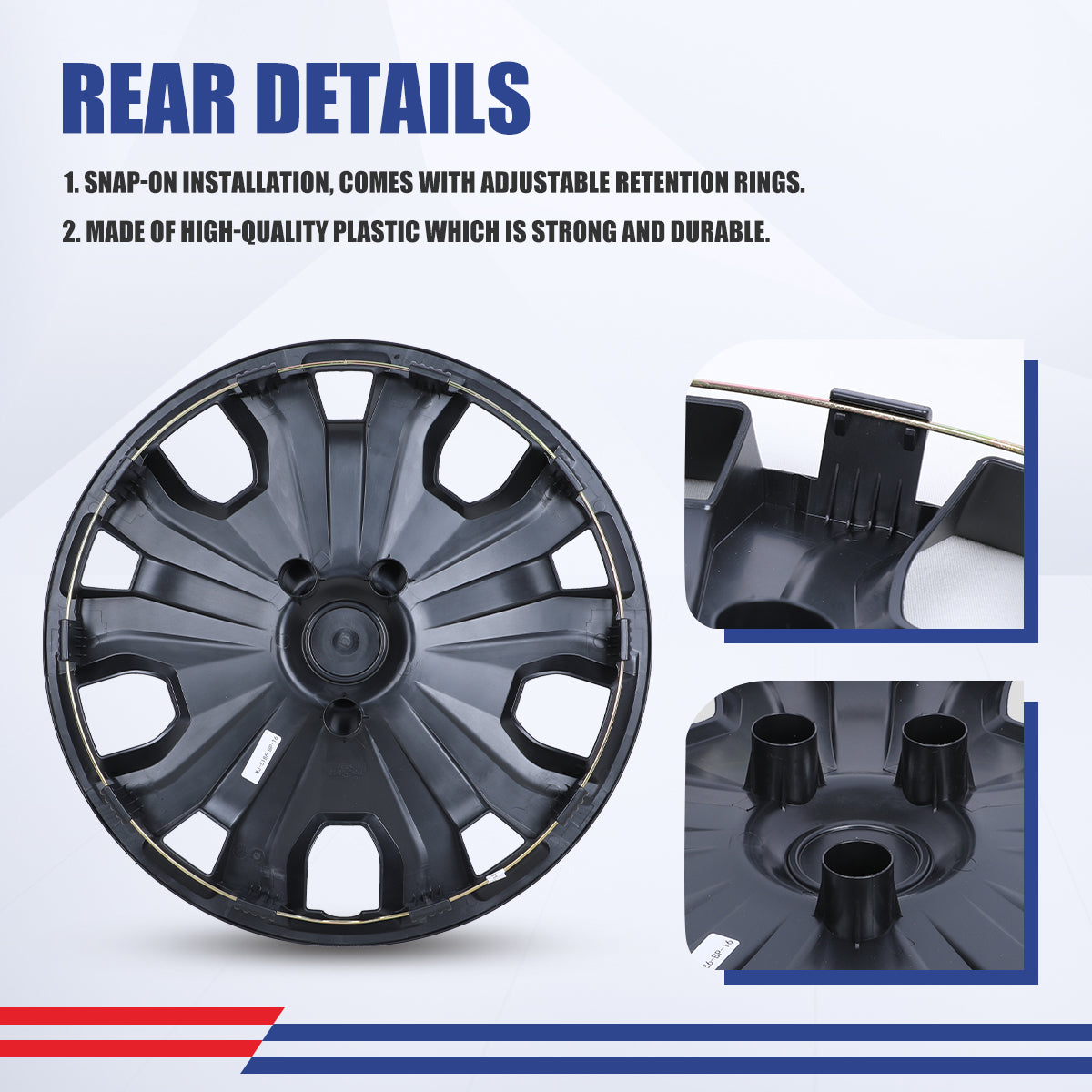 WINJET 16' Hubcaps Wheel Rims Cover for 2014-2023 Ford Transit Connect  - Matte Black