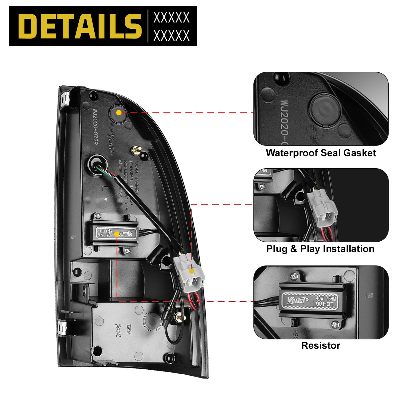 Reemplazo OEM del conjunto de luces traseras LED de Toyota Tacoma 2005-2015 - Negro mate / Ahumado