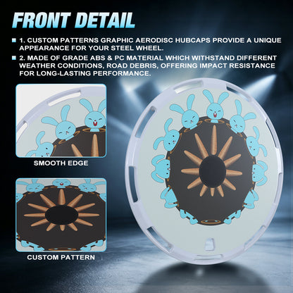 WINJET 17" Universal Wheel Covers Hubcaps - White Rabbit