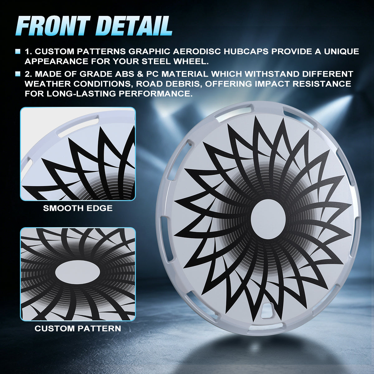 WINJET 15" Universal Wheel Covers Hubcaps - White-Flower Bloom