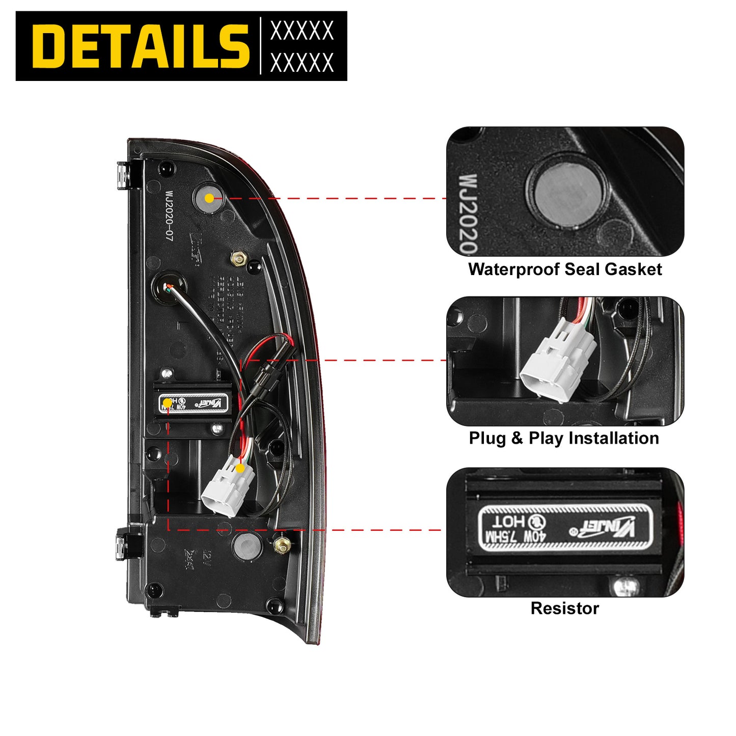 For 2005-2015 Toyota Tacoma Tail Lights LED OEM Replacement Sequential Turn Signal -  Chrome/ Red