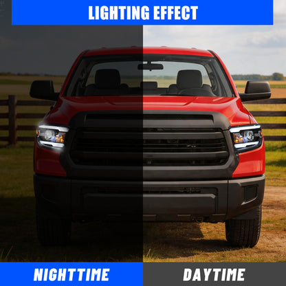 For 2014-2021 Toyota Tundra Full LED Projector Headlights - Matte Black / Clear