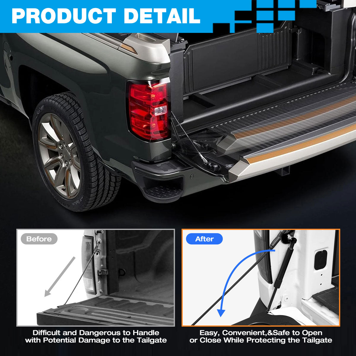 Rear Tailgate Hatch Lift Supports for 2015-2022 Chevy Colorado & GMC Canyon