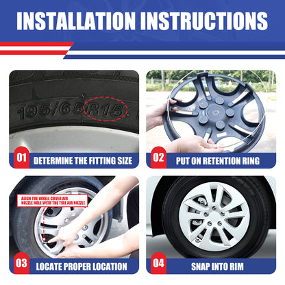 WINJET 15' Hubcaps Wheel Rims Cover for 2016-2022 TOYOTA PRIUS & 2020-2024 TOYOTA COROLLA HYBRID  - White