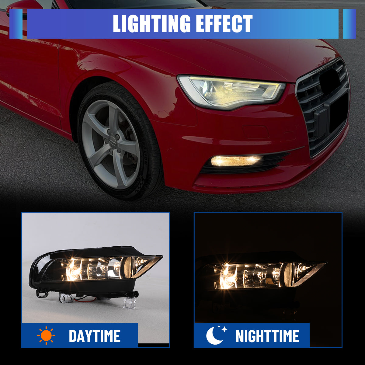 For 2015-2016 AUDI A3 sedan Replacement Fog Light - Clear