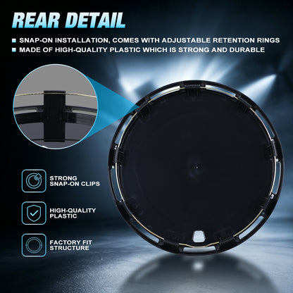 WINJET 15" Universal Wheel Covers Hubcaps - Black-Turbo Spoke