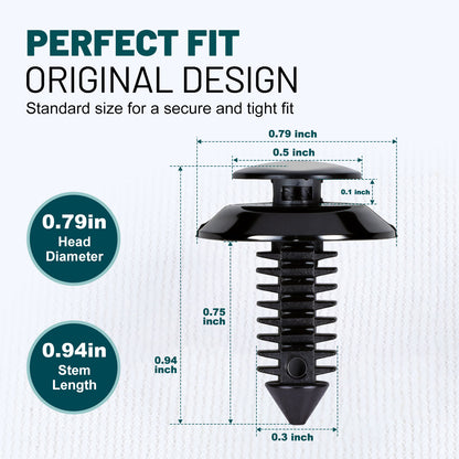 Premium Bumper, Fender & Engine Splash Shield Retainer Clips Set for Ford, Lincoln & Mercury