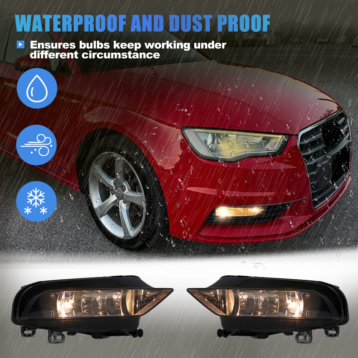 For 2015-2016 AUDI A3 sedan Replacement Fog Light - Smoke