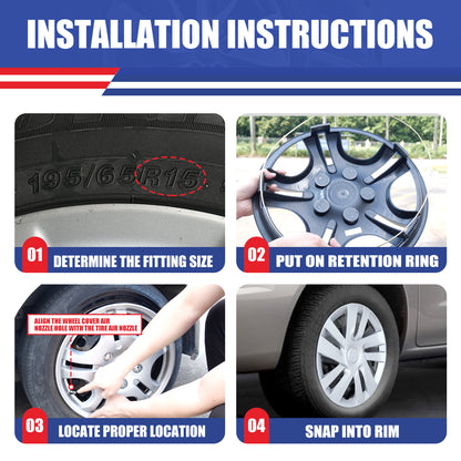 WINJET 15' Hubcaps Wheel Rims Cover for 2013-2021 NISSAN NV200 - White