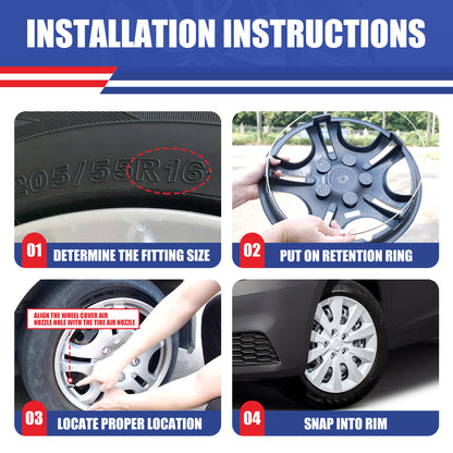 WINJET 16' Hubcaps Wheel Rims Cover for 2013-2019 NISSAN SENTRA & 2011-2017 NISSAN LEAF  - White