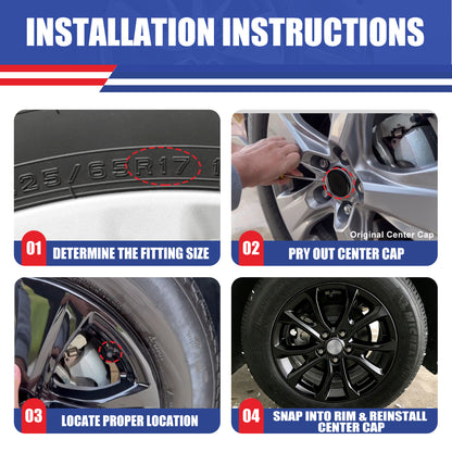 WINJET 17' Hubcaps Wheel Rims Cover for 2018-2021 CHEVROLET EQUINOX - Black Lacquer