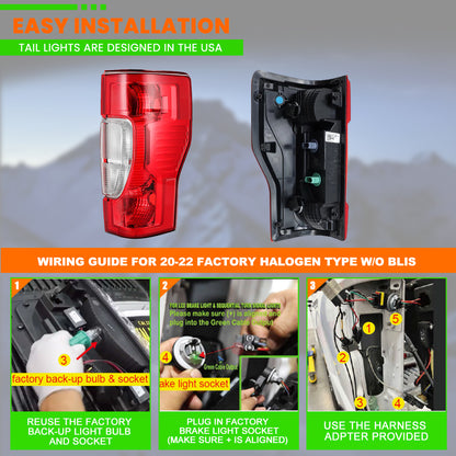 For 2017-2019 Ford F-250 / F-350 / F-450 Super Duty Halogen Type Upgrade LED Sequential Tail light - Black/Smoke