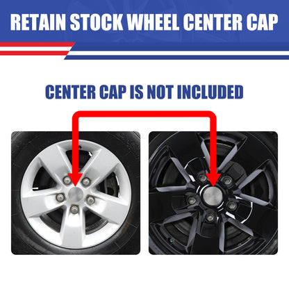 WINJET 17' Hubcaps Wheel Rims Cover for 2013-2018 DODGE RAM 1500/ 2019-2023 DODGE RAM 1500 CLASSIC  - Matte Black