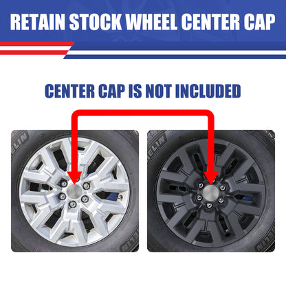WINJET 17' Hubcaps Wheel Rims Cover for 2022-2024 NISSAN FRONTIER SV/2022-2026 NISSAN FRONTIER SL - Matte Black