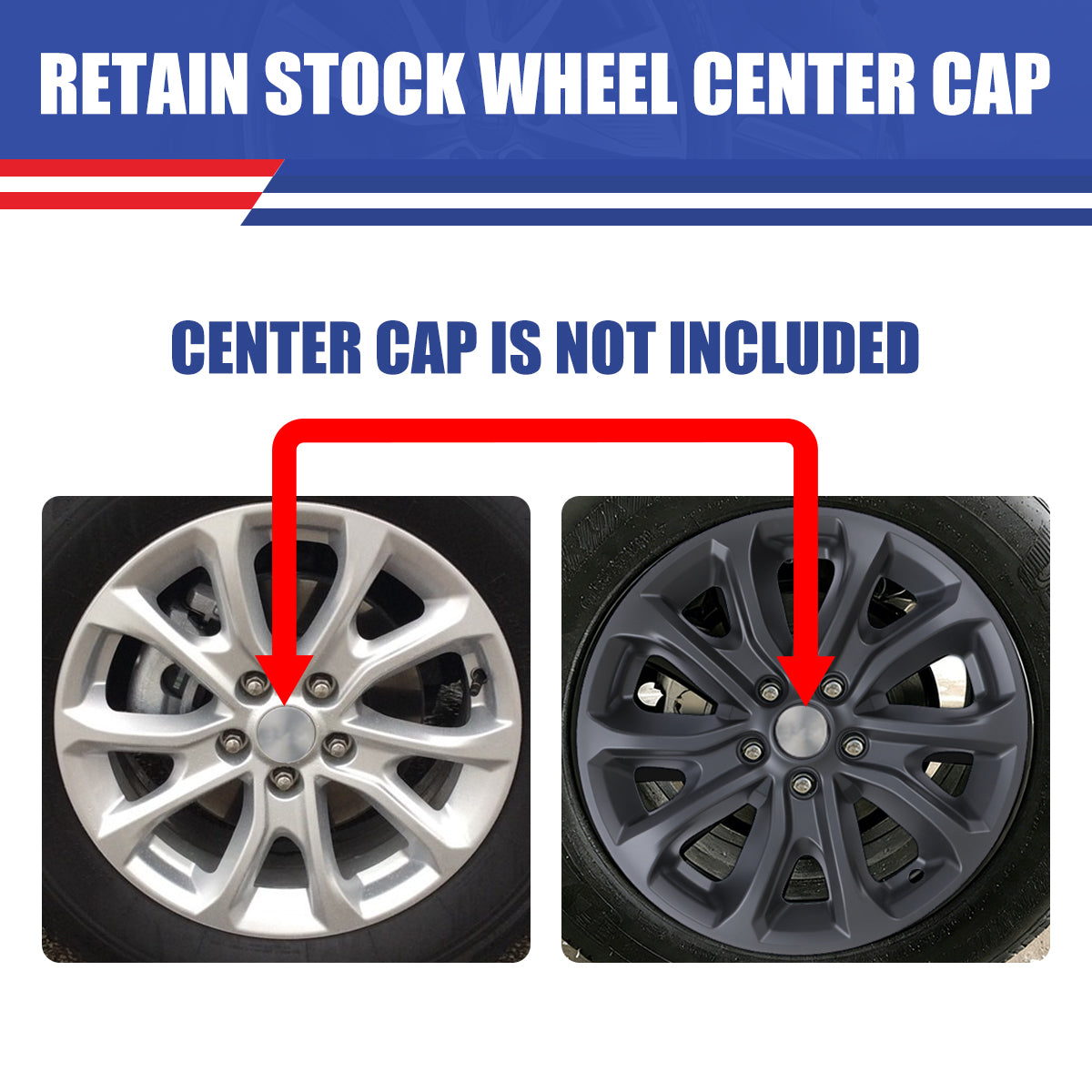 WINJET 17' Hubcaps Wheel Rims Cover for 2018-2021 CHEVROLET EQUINOX - Matte Black